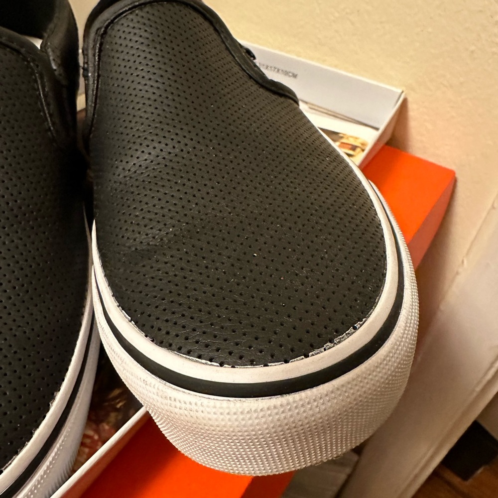 Vans black Slip-On Perf Leather Shoe - Picture 2 of 10